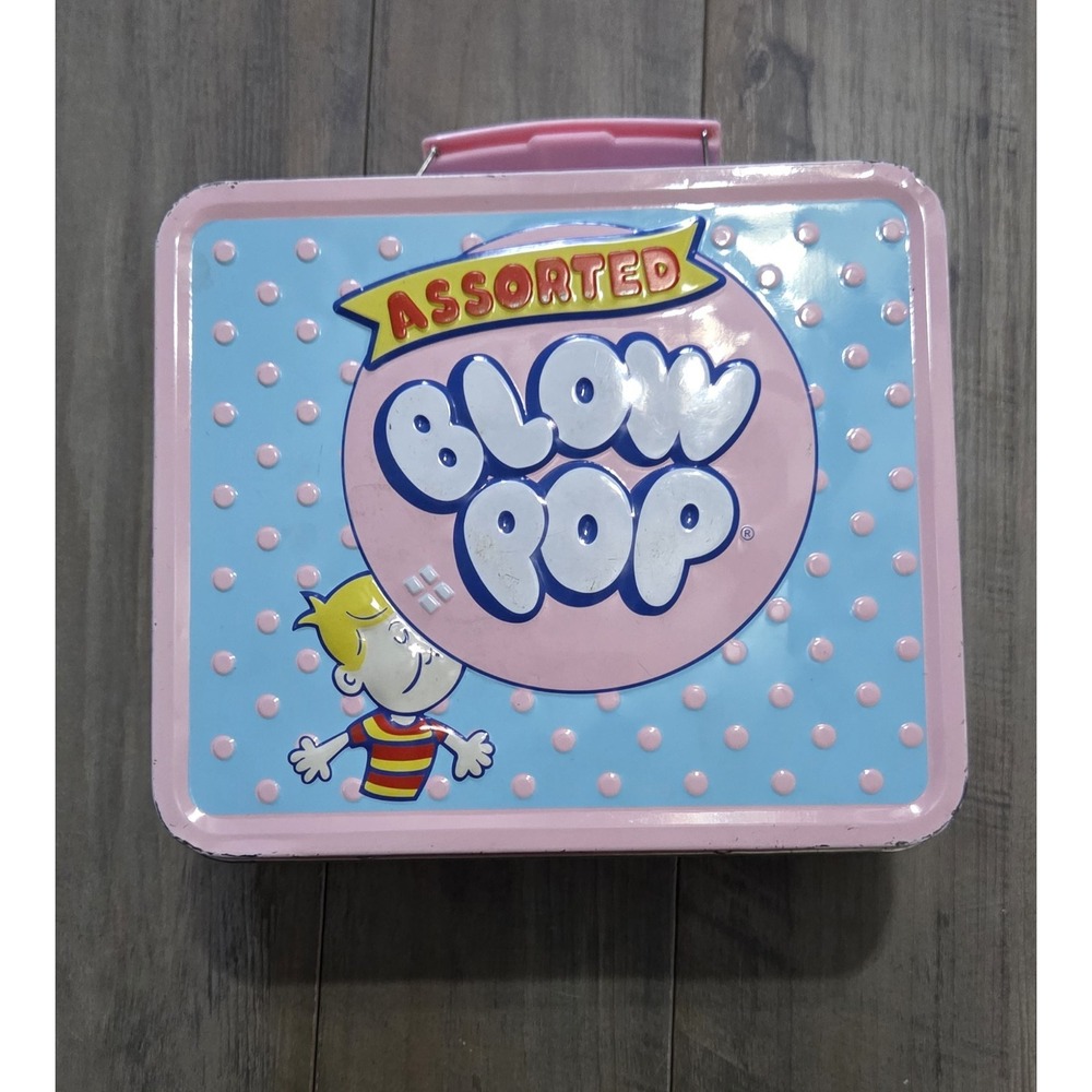 Assorted Blow Pops Vtg 2007 Metal Lunch Pail Light Pink & Blue By Loungefly